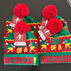 Kids Pom Pom Beanie - Festive Red and Green